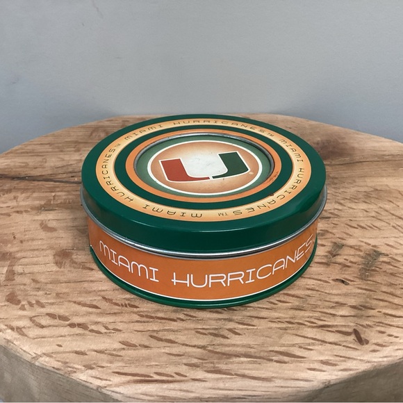 🟢 Miami Hurricanes College Football Ceramic Coaster Set in Metal Tin - Rare - Picture 2 of 16